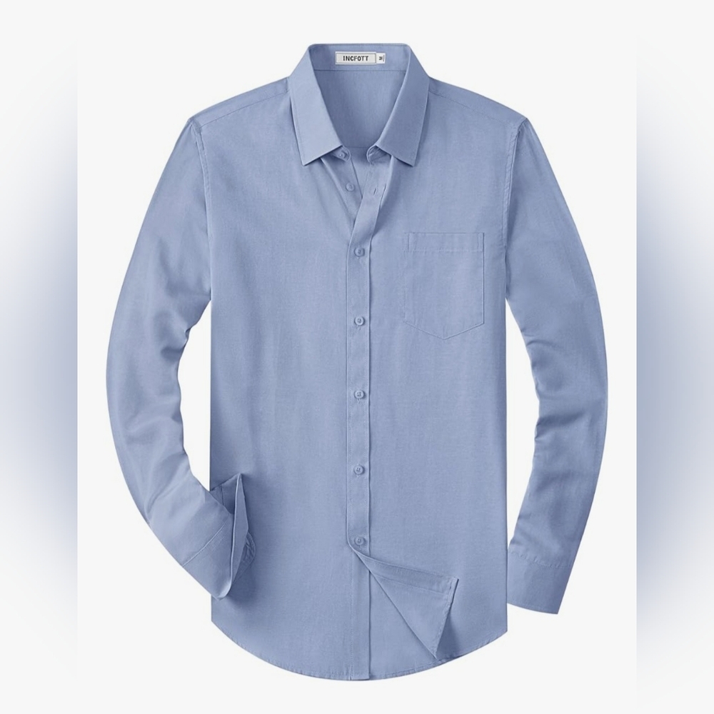 Button Down Shirt Casual Oxford Shirts Untucked‎ Dress Shirt Men Long XL